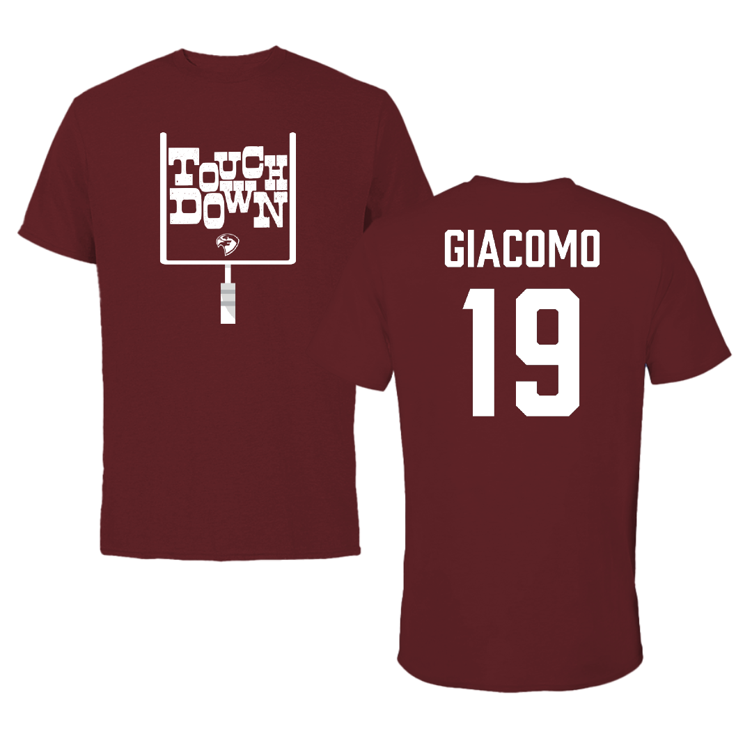 Fairmont State University Football Maroon Touchdown Performance Tee - #19 Carter Giacomo