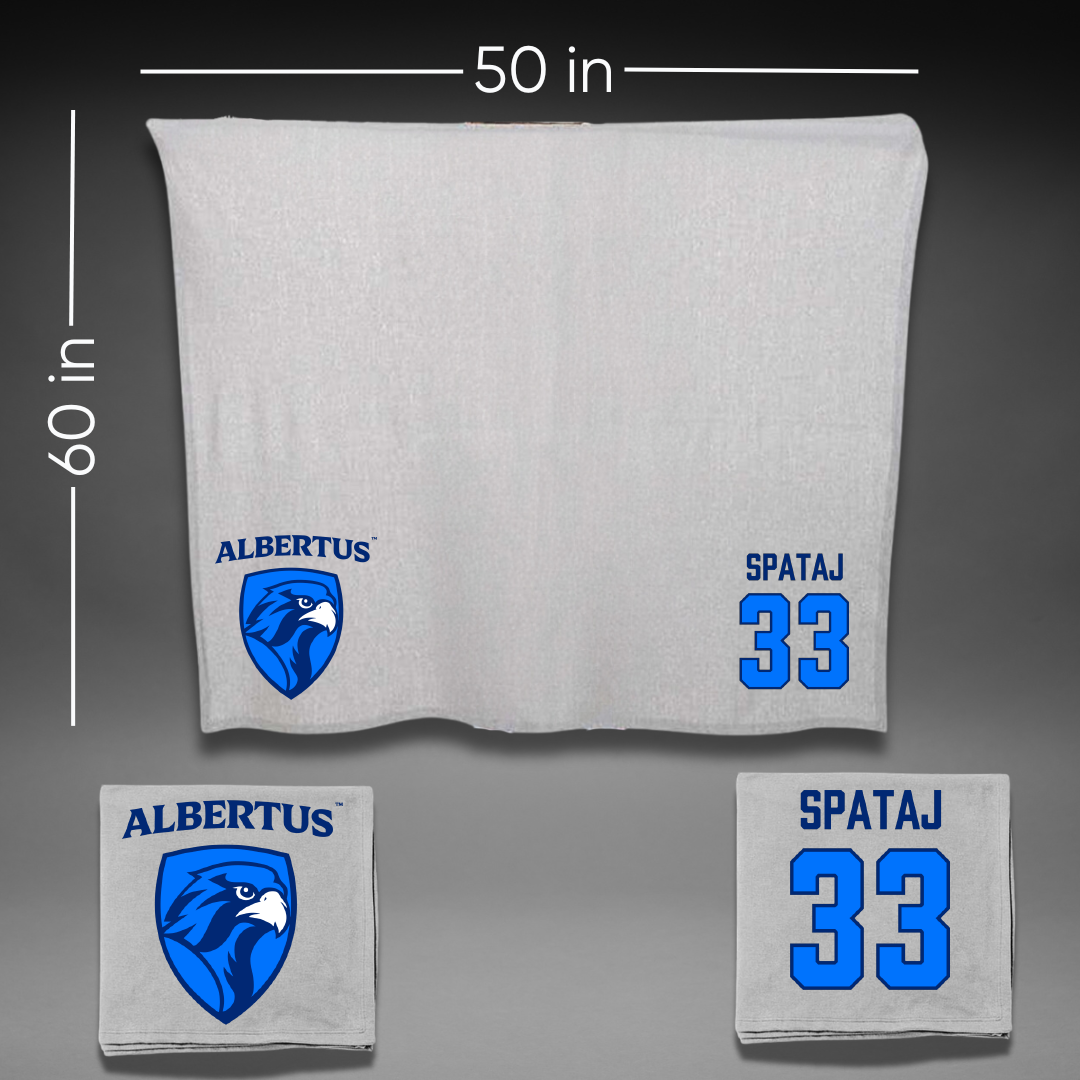 Albertus Magnus College Baseball Gray Blanket - #33 Elijah Spataj