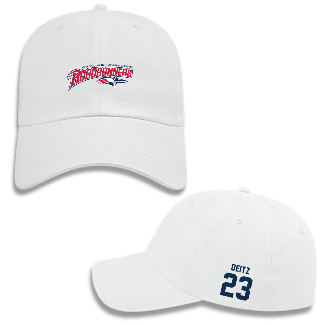 Metropolitan State University of Denver Baseball White Hat - #23 Michael Deitz