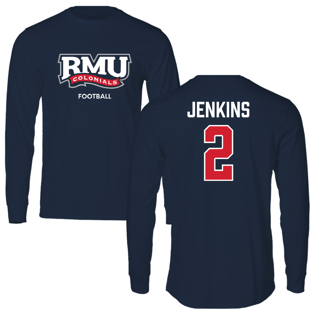 Robert Morris University Football Navy RMU Long Sleeve - #2 Jayson Jenkins