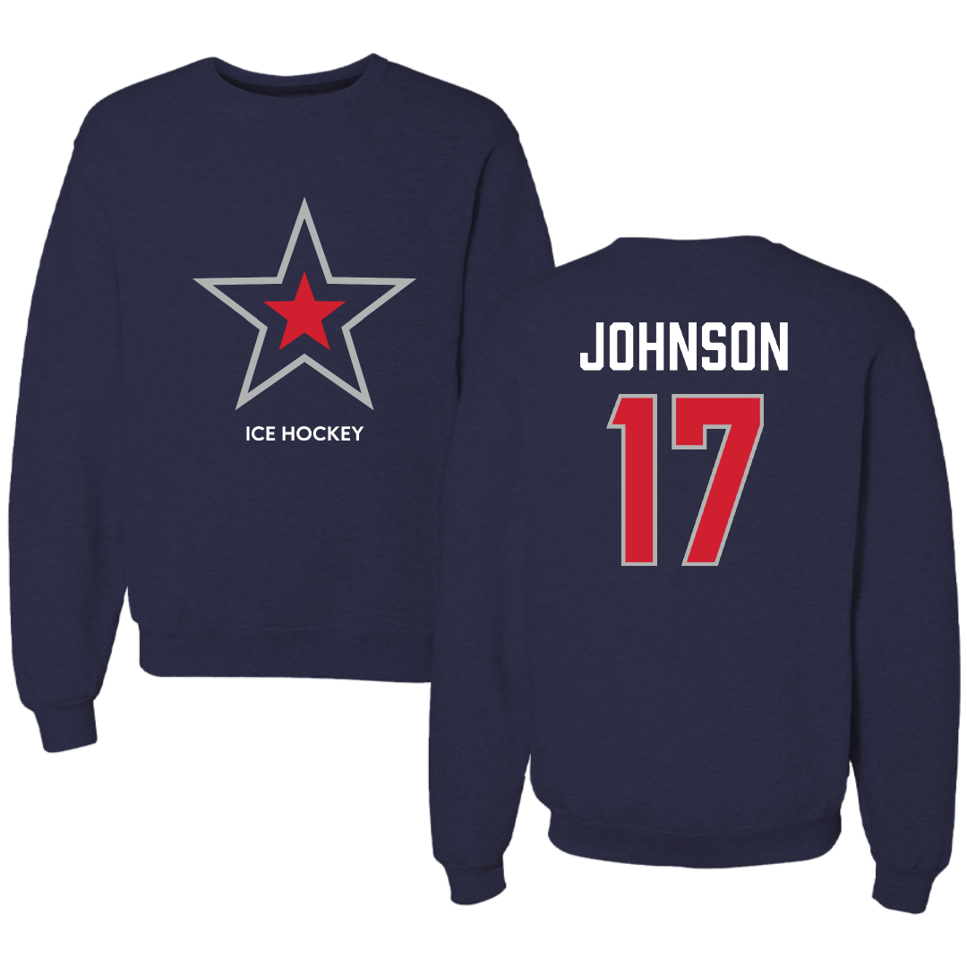Robert Morris University Ice Hockey (M) Navy Mascot Crewneck - #17 Patrick Johnson