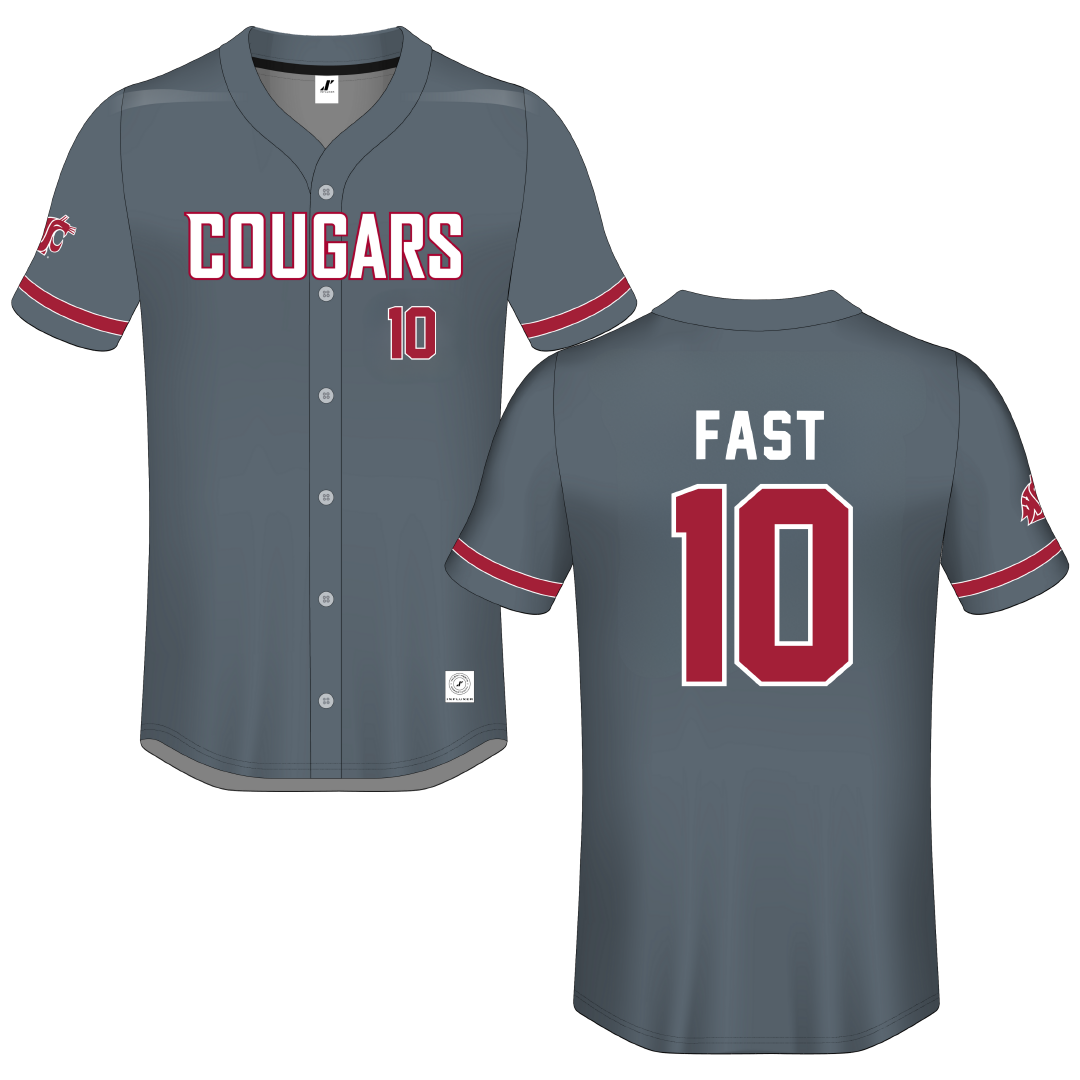 Washington State University Gray Button-Down Jersey - #10 Taber Fast