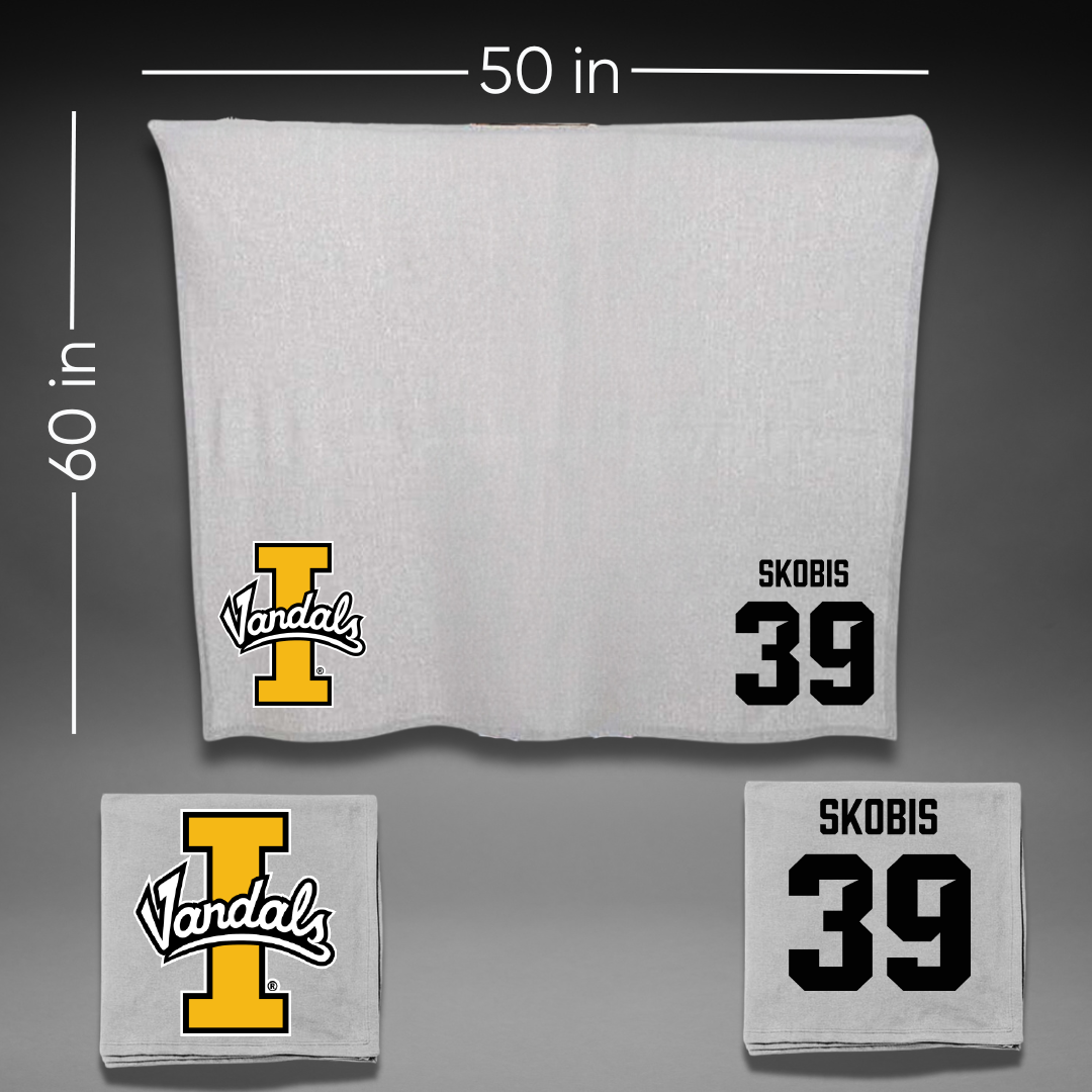 University of Idaho Football Gray Vandals Blanket - #39 Jacob Skobis