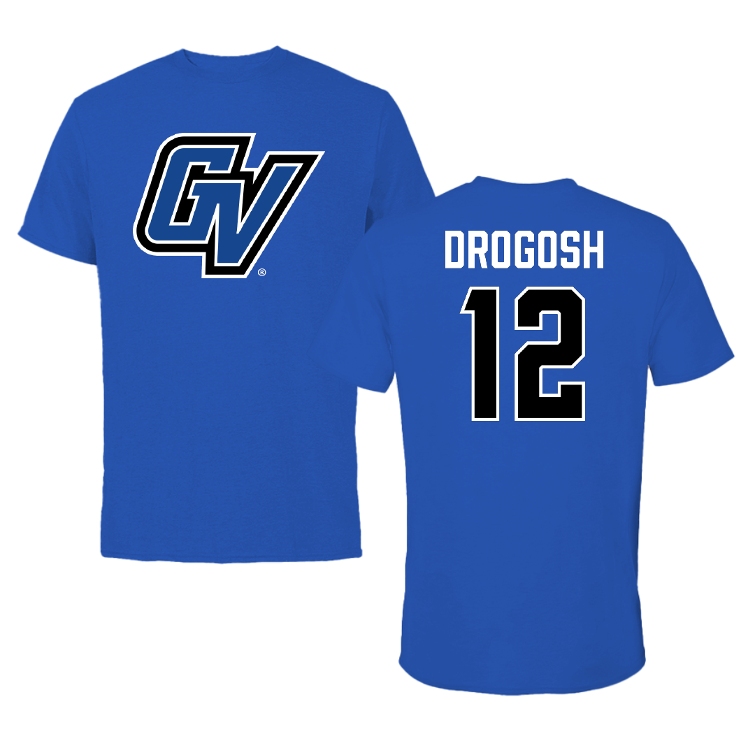 Grand Valley State University Football Blue Tee - #12 Brady Drogosh