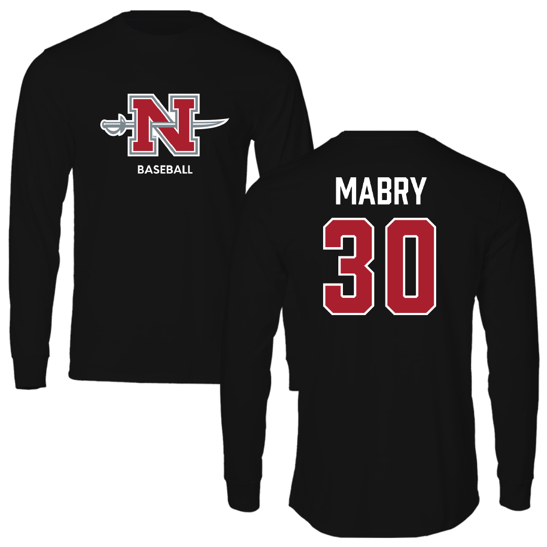Nicholls State University Baseball Black Mascot Performance Long Sleeve - #30 Will Mabry