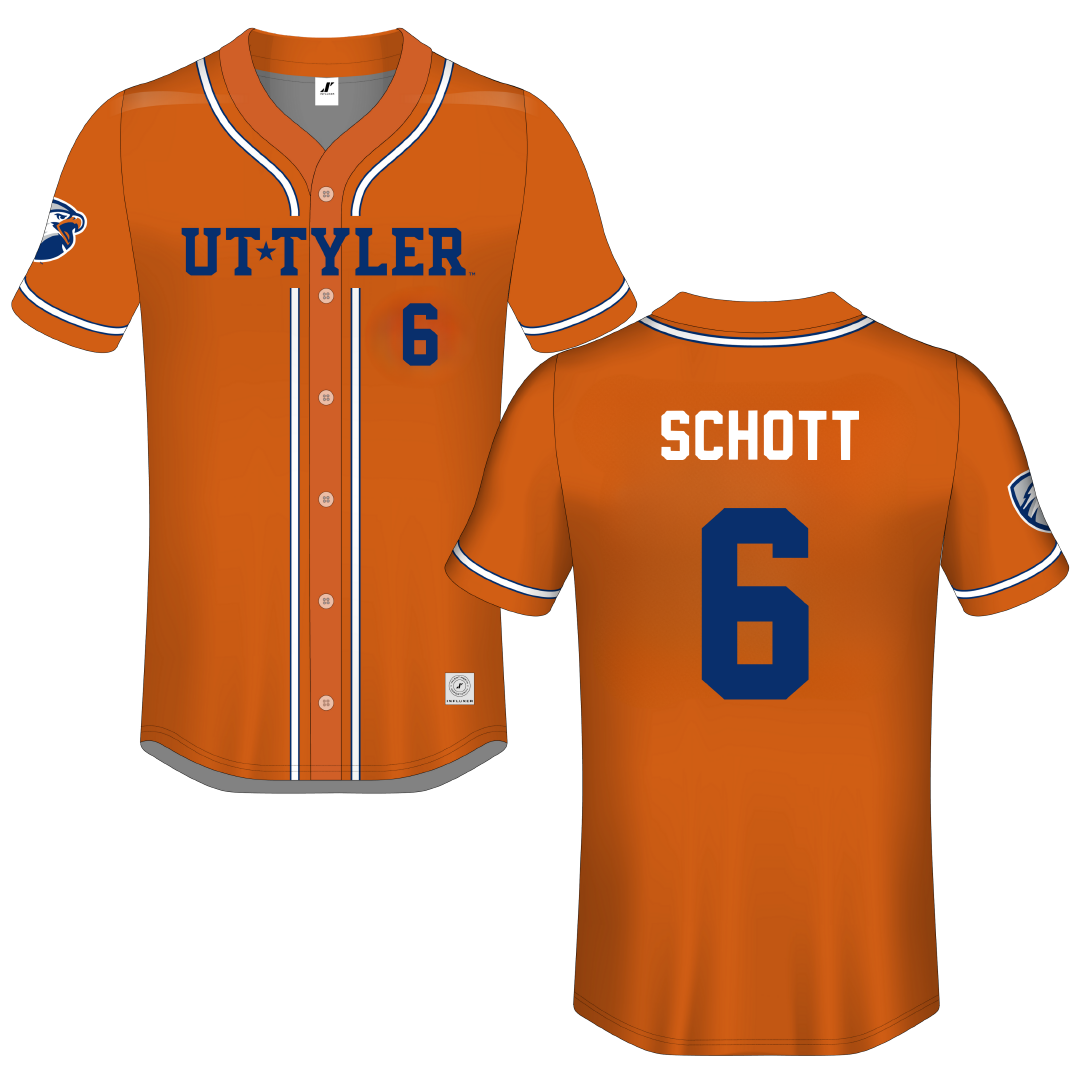 The University of Texas at Tyler Orange Button-Down Jersey - #6 Sam Schott