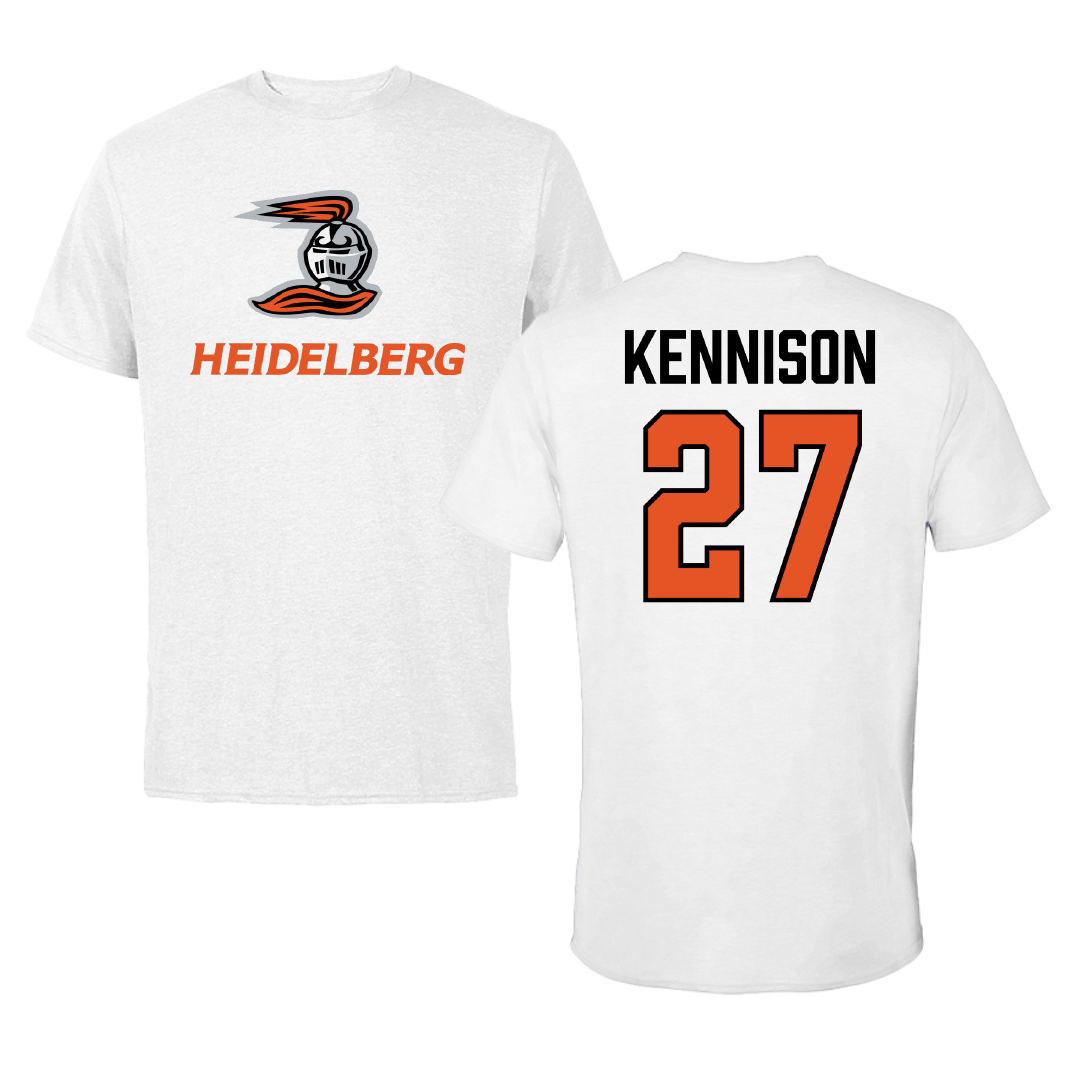 Heidelberg University Football White Performance Tee - #27 Jackson Kennison