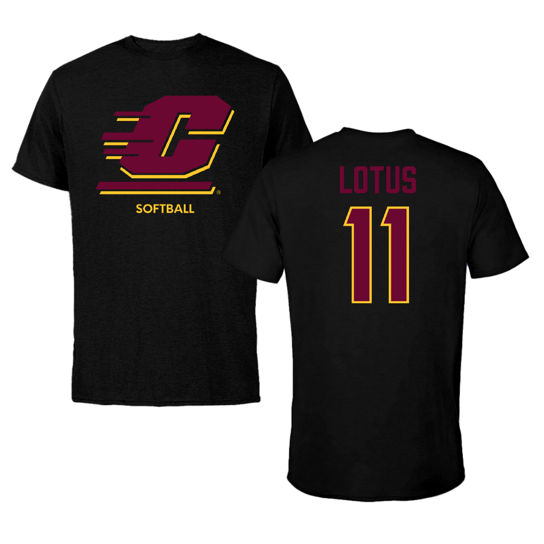 Central Michigan University Softball Black Performance Tee - #11 Emma Lotus