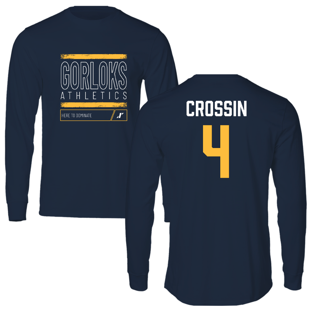 Webster University Basketball (M) Navy Dominate Long Sleeve - #4 Aiden Crossin