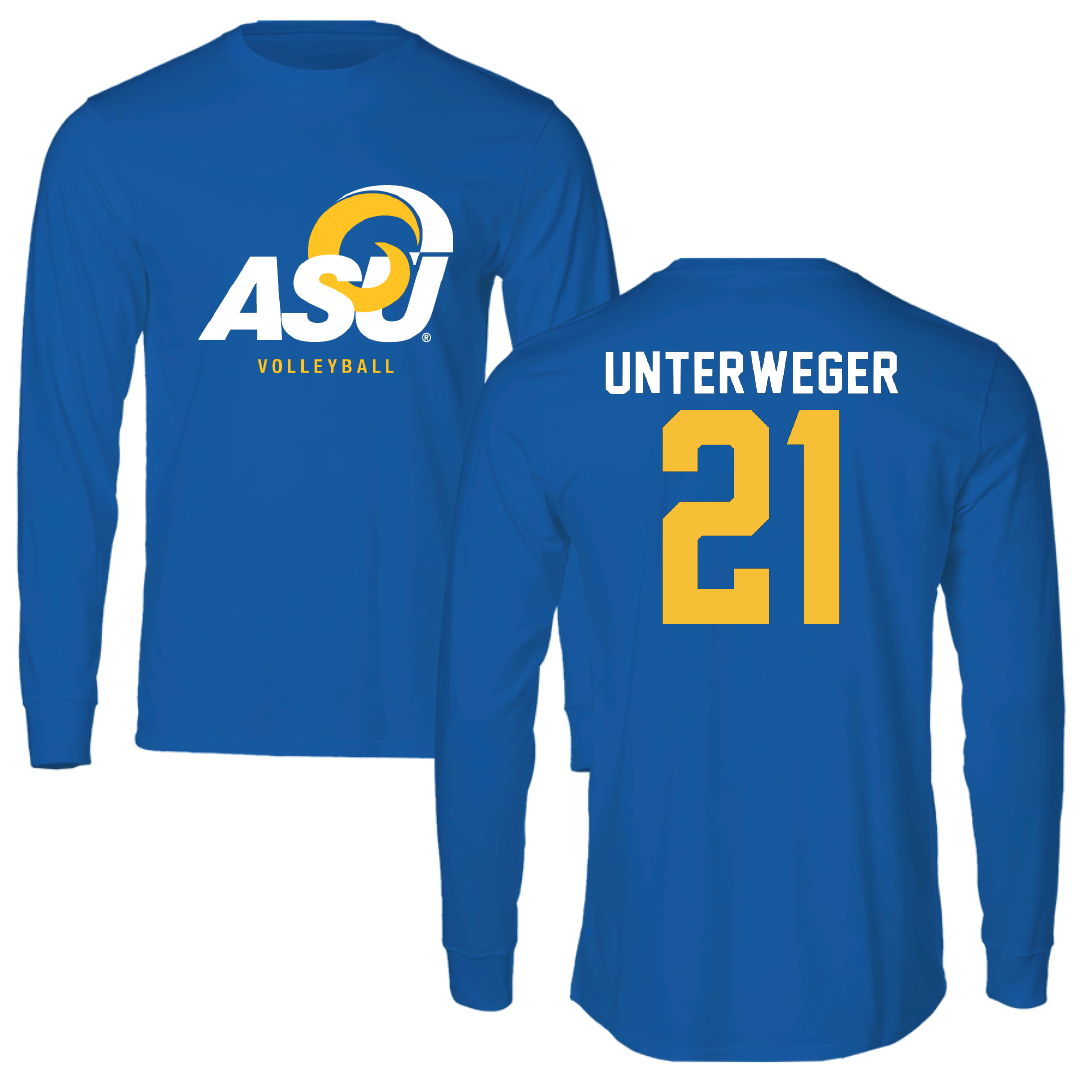 Angelo State University Volleyball Blue Performance Long Sleeve - #21 Ella Unterweger