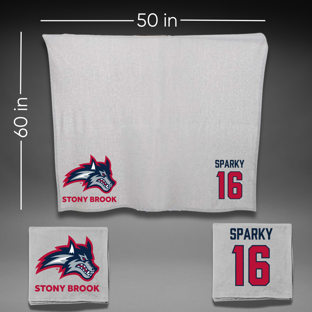 Stony Brook University Softball Gray Blanket - #16 Melissa Sparky