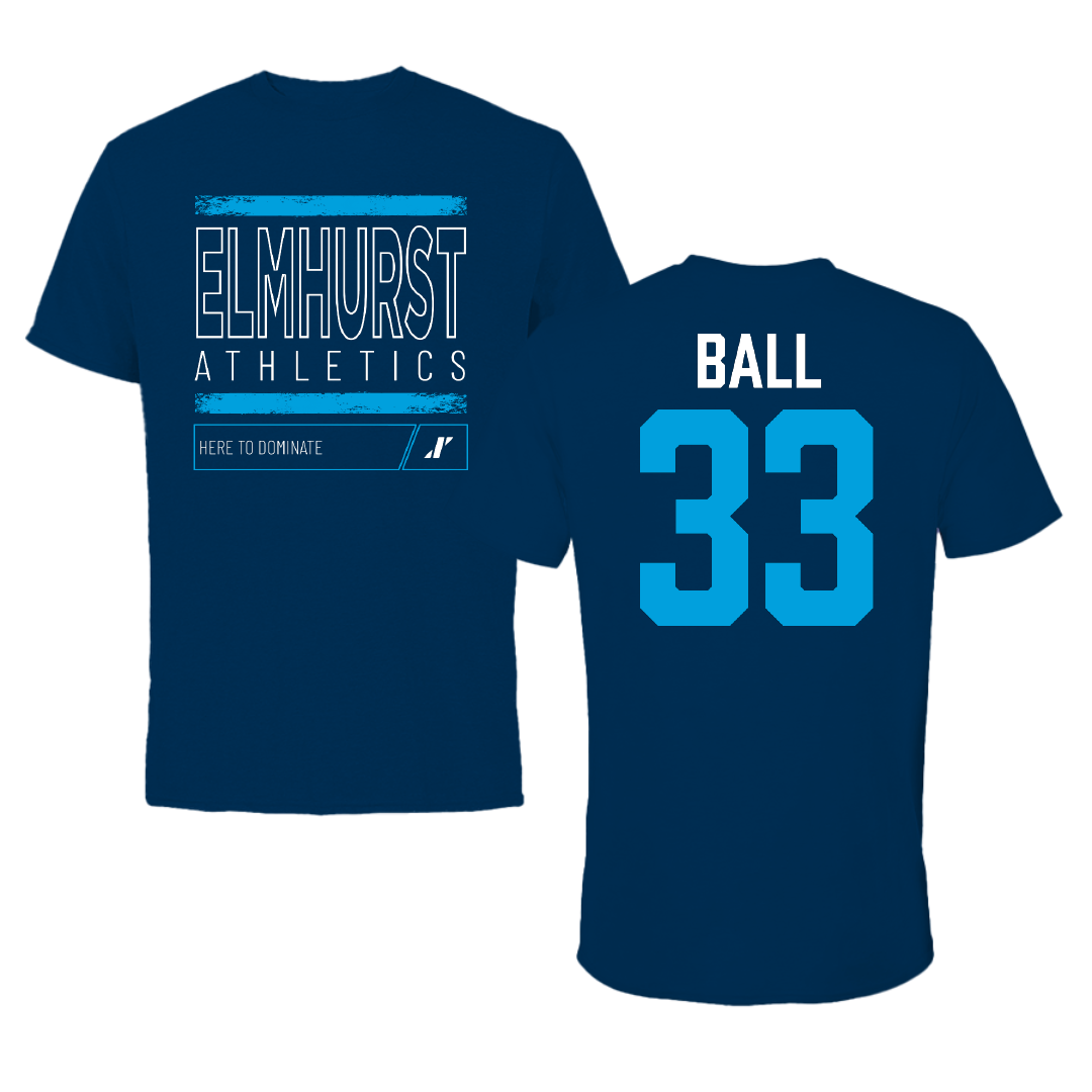 Elmhurst University Football Navy Dominate Tee - #33 Aiden Ball