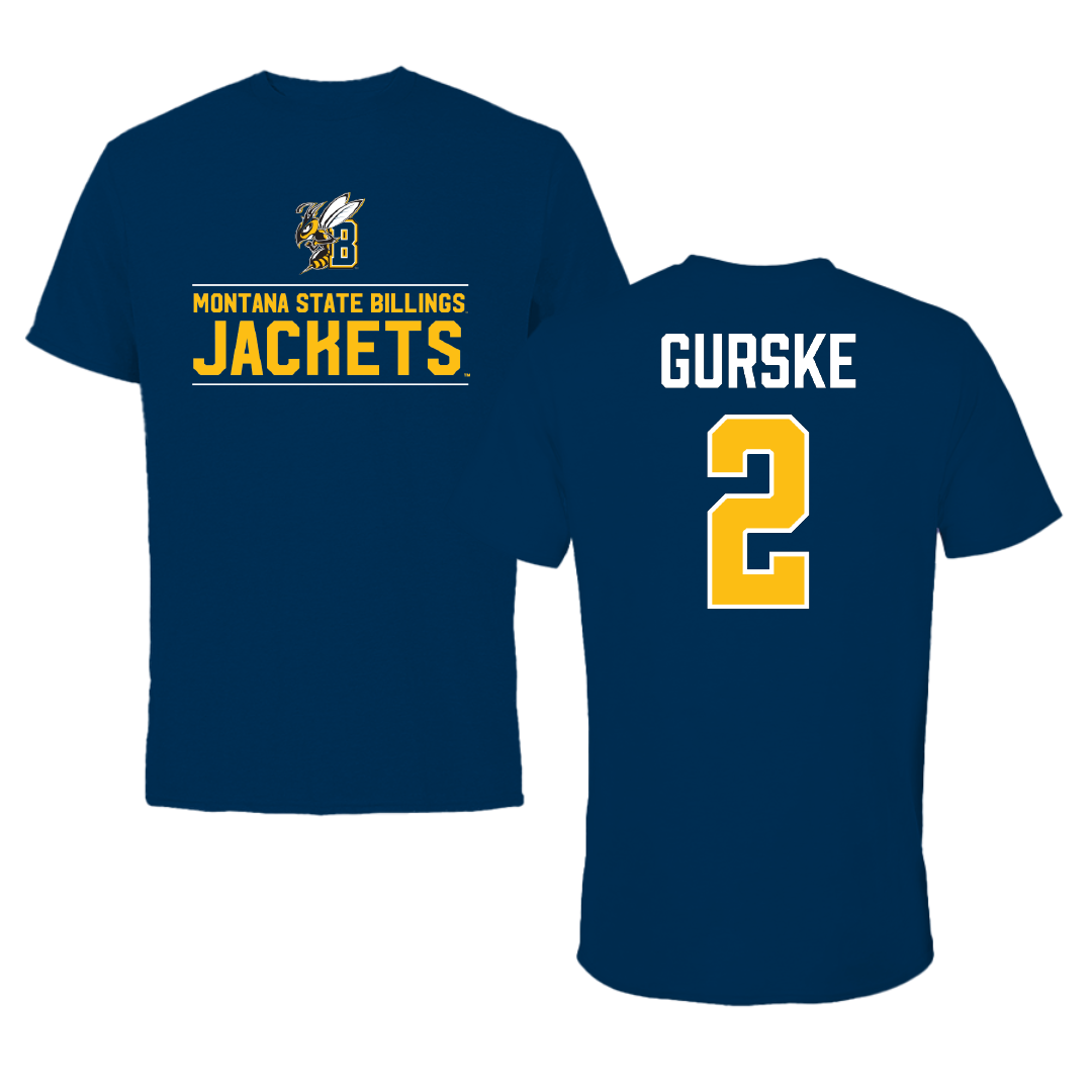 Montana State University Billings Basketball Navy General Performance Tee - #2 Miles Gurske