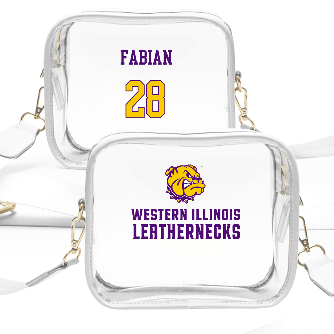 Western Illinois University Baseball White Clear Stadium Bag - #28 JT Fabian