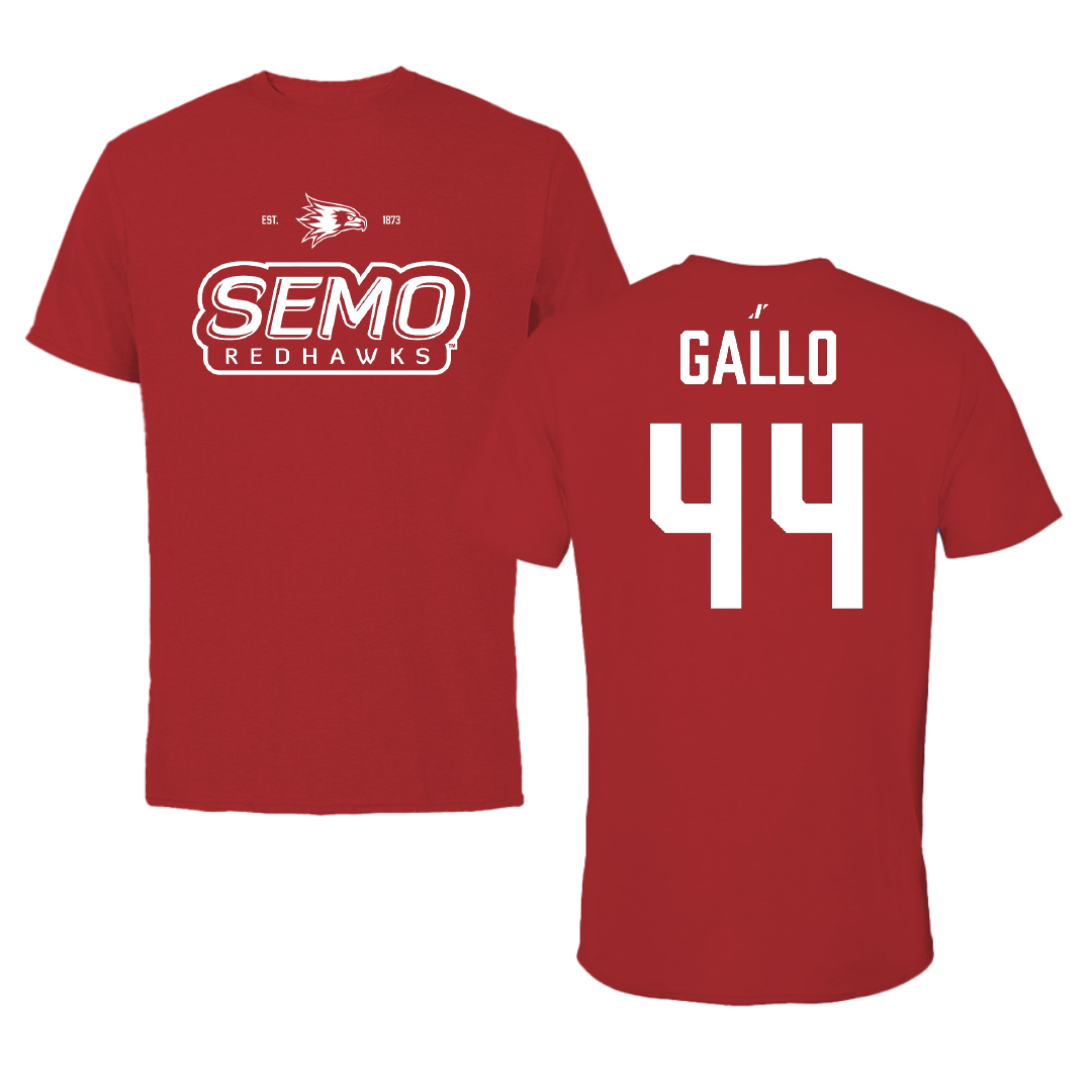 Southeast Missouri State University Baseball Canvas Red General Tee - #44 Jack Gallo