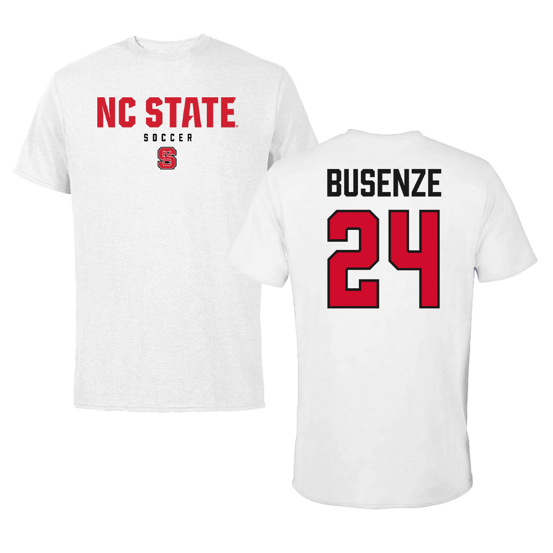 North Carolina State University Soccer White Tee - #24 Isaac Busenze