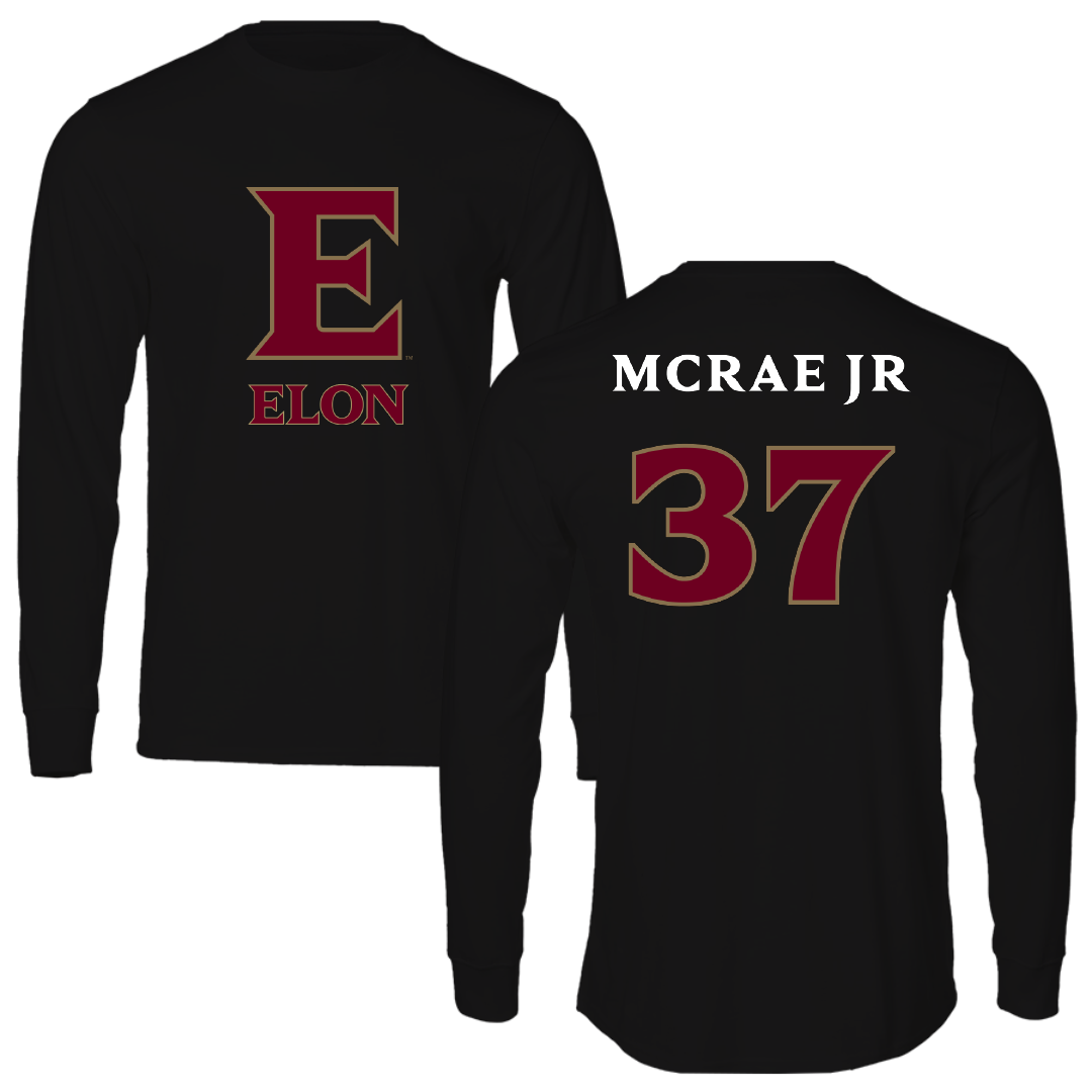 Elon University Football Black Long Sleeve - #37 Rodrick McRae Jr