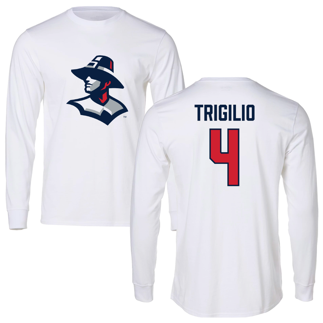New England College Baseball White Long Sleeve - #4 Bobby Trigilio