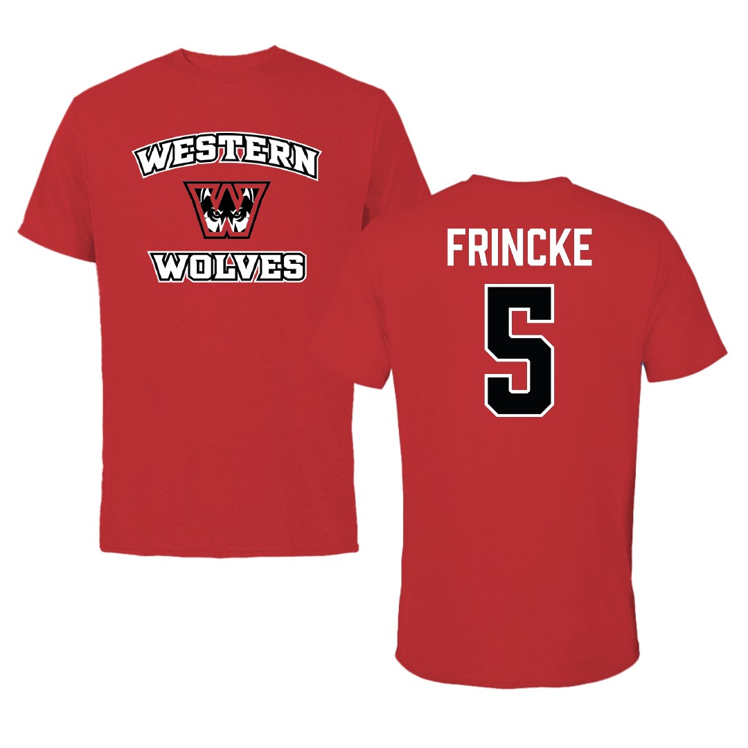 Western Oregon University Basketball (M) Red General Performance Tee - #5 Carson Frincke