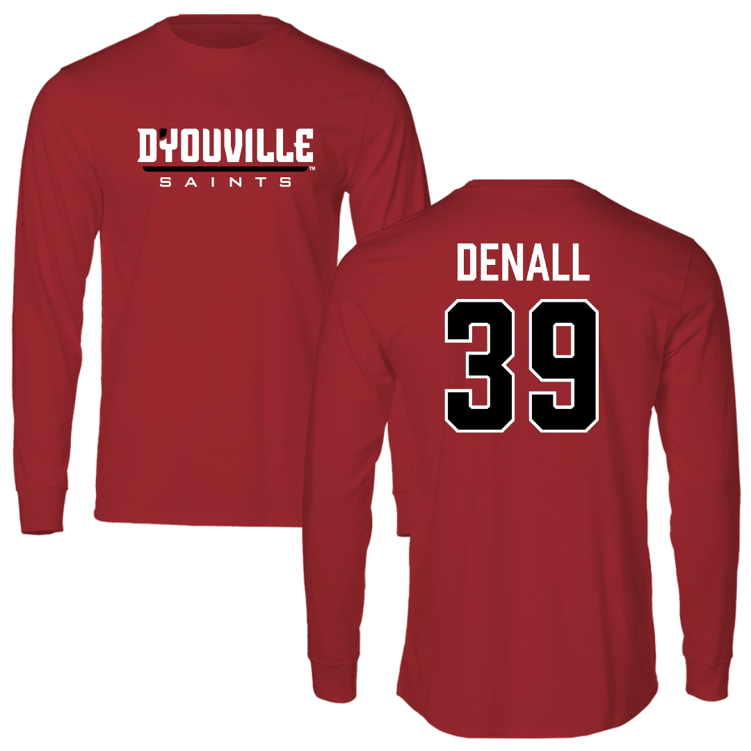 D'Youville University Baseball Canvas Red Long Sleeve - #39 Jakob Denall