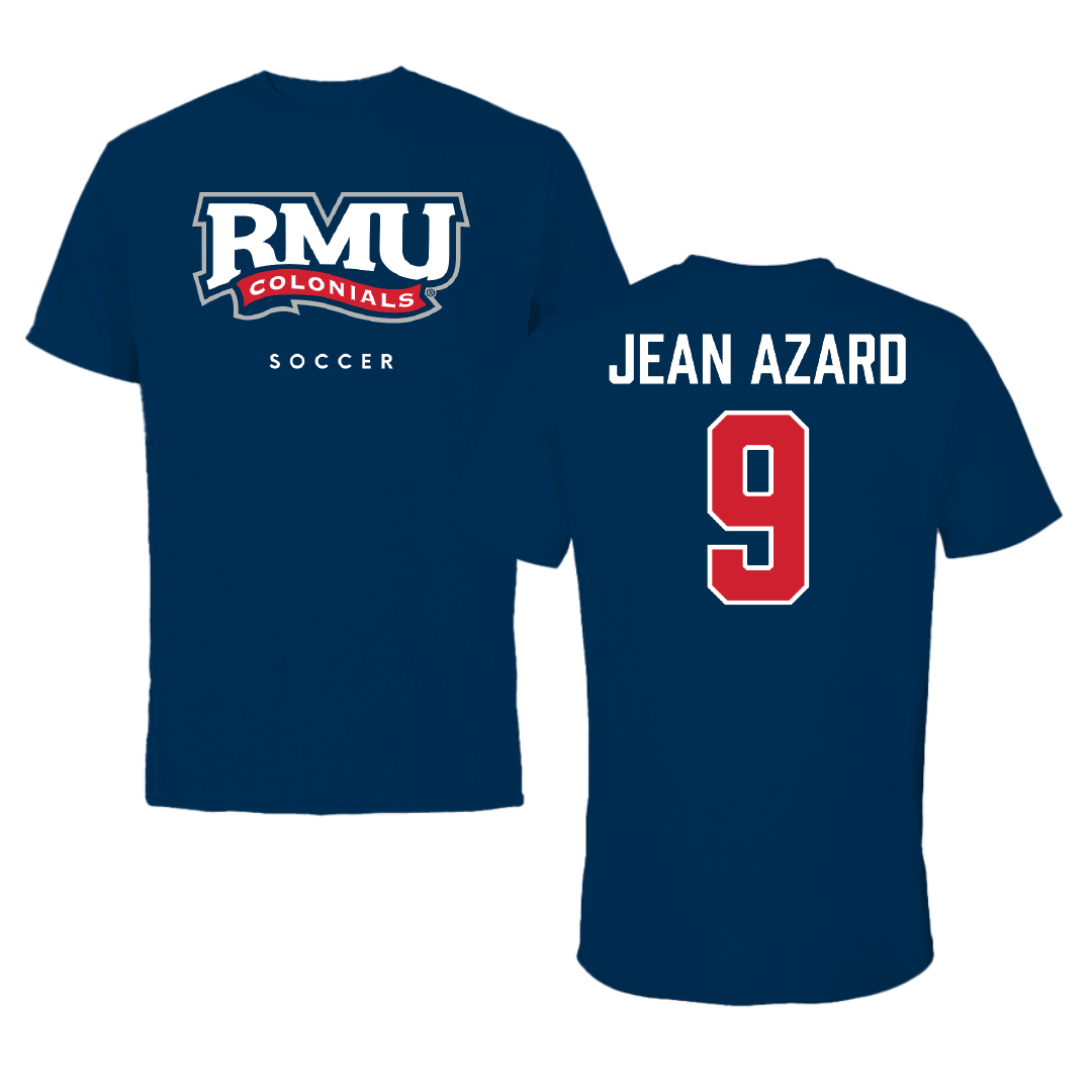 Robert Morris University Soccer (M) Navy Performance Tee - #9 Anelson Jean azard