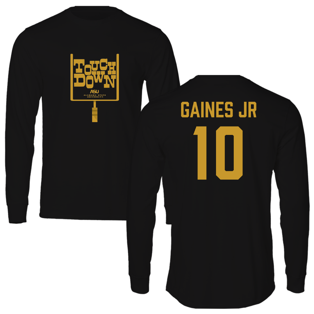 Alabama State University Football Black Touchdown Performance Long Sleeve - #10 Kevin Gaines Jr