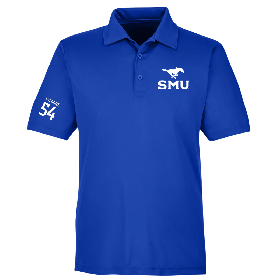 Southern Methodist University Football Blue Polo - #54 Alex Kilgore