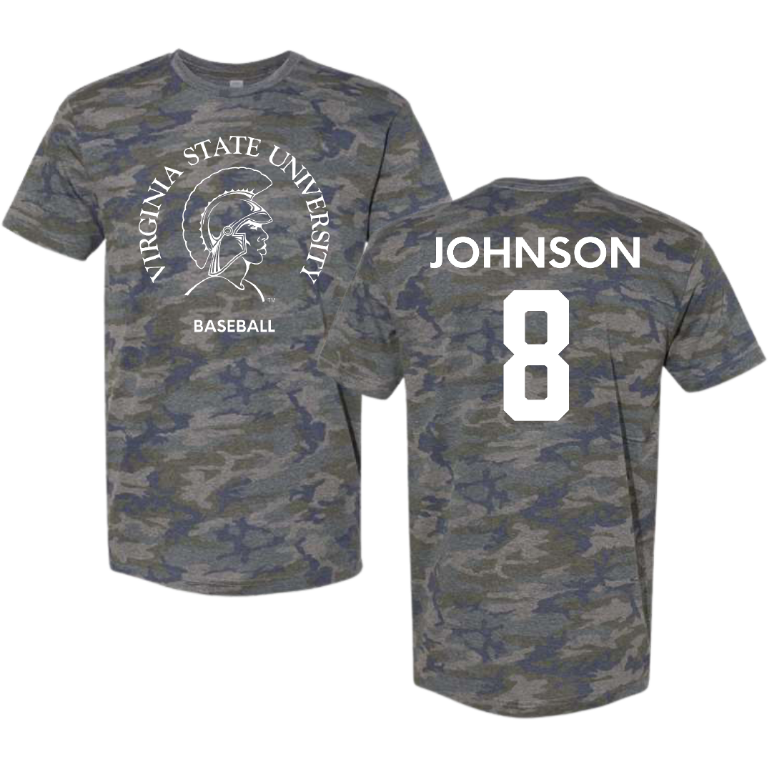 Virginia State University Baseball Vintage Camo Tee - #8 David Johnson