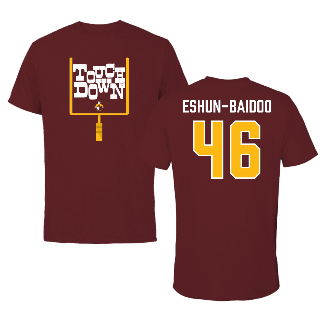 Salisbury University Football Maroon Touchdown Tee - #46 Nana Eshun-Baidoo