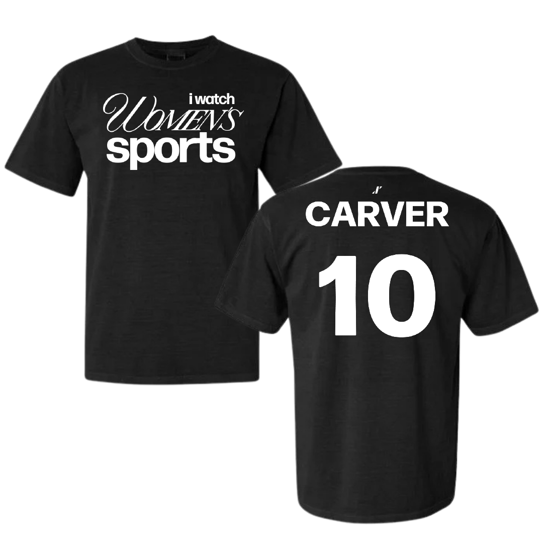 Appalachian State University Basketball Black WHM Comfort Colors Tee - #10 Emily Carver