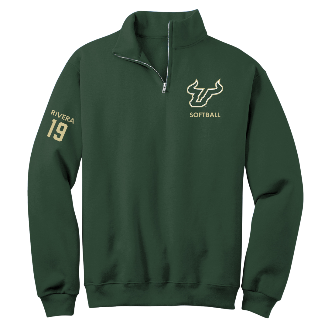 University of South Florida Softball Forest Green Quarter-Zip - #19 Alanah Rivera
