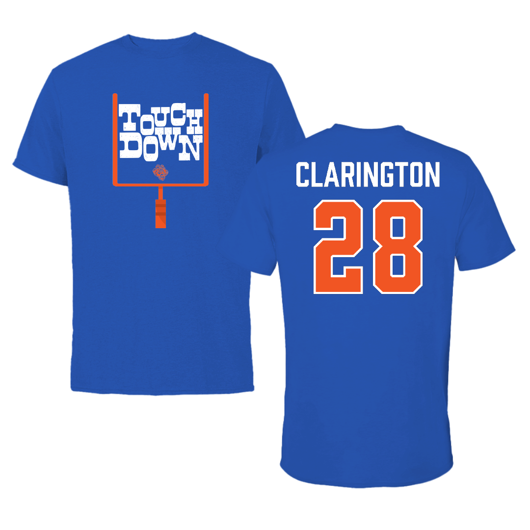 Savannah State University Football Blue Touchdown Tee - #28 Kijani Clarington