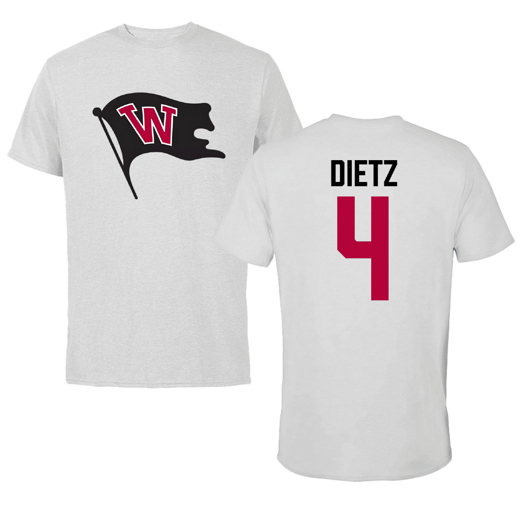 Whitworth University Football Light Gray Performance Tee - #4 Deacon Dietz