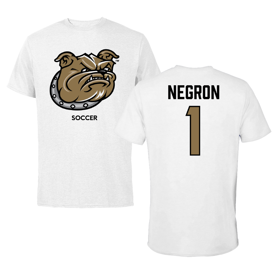 Bryant University Soccer (W) White Performance Tee - #1 Selena Negron