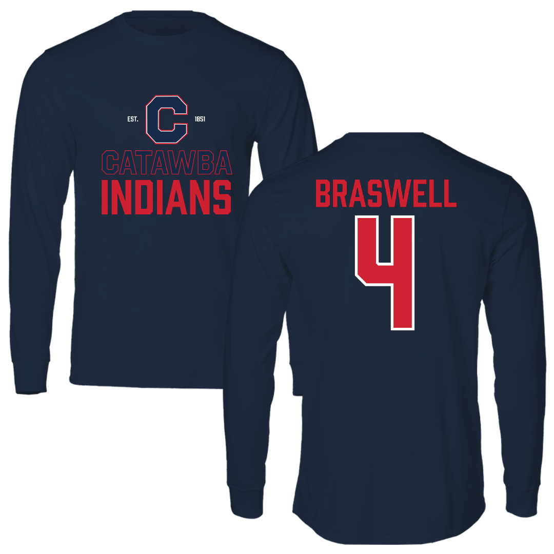 Catawba College Lacrosse Navy General Performance Long Sleeve - #4 Jackson Braswell