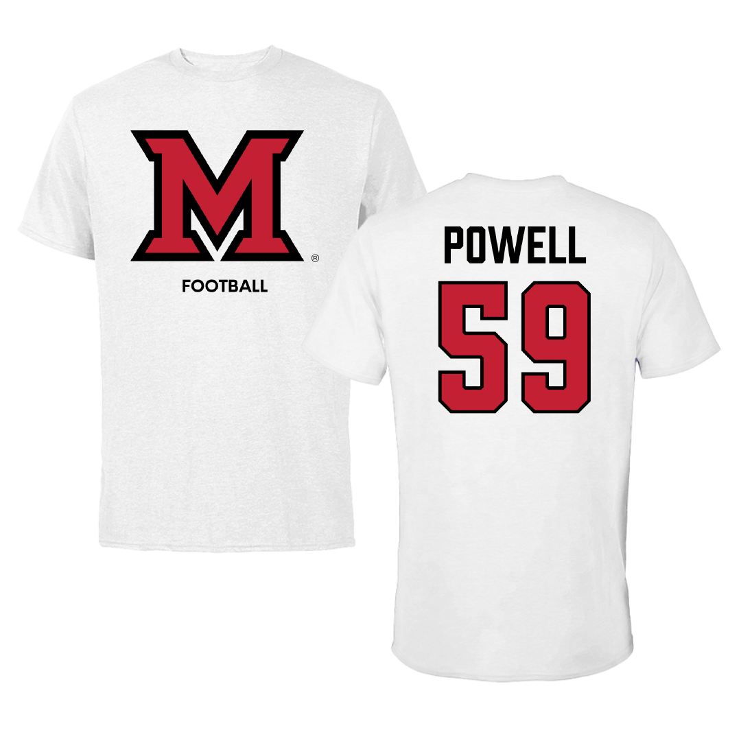 Miami University (Ohio) Football White Performance Tee - #59 Hudson Powell