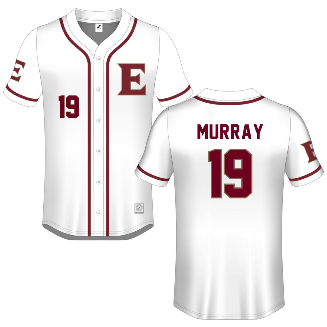 Elon University White Button-Down Jersey - #19 Mauri Murray