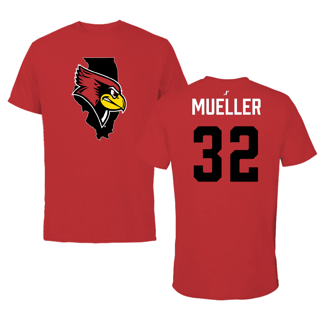 Illinois State University Football Red State Tee - #32 Wyatt Mueller