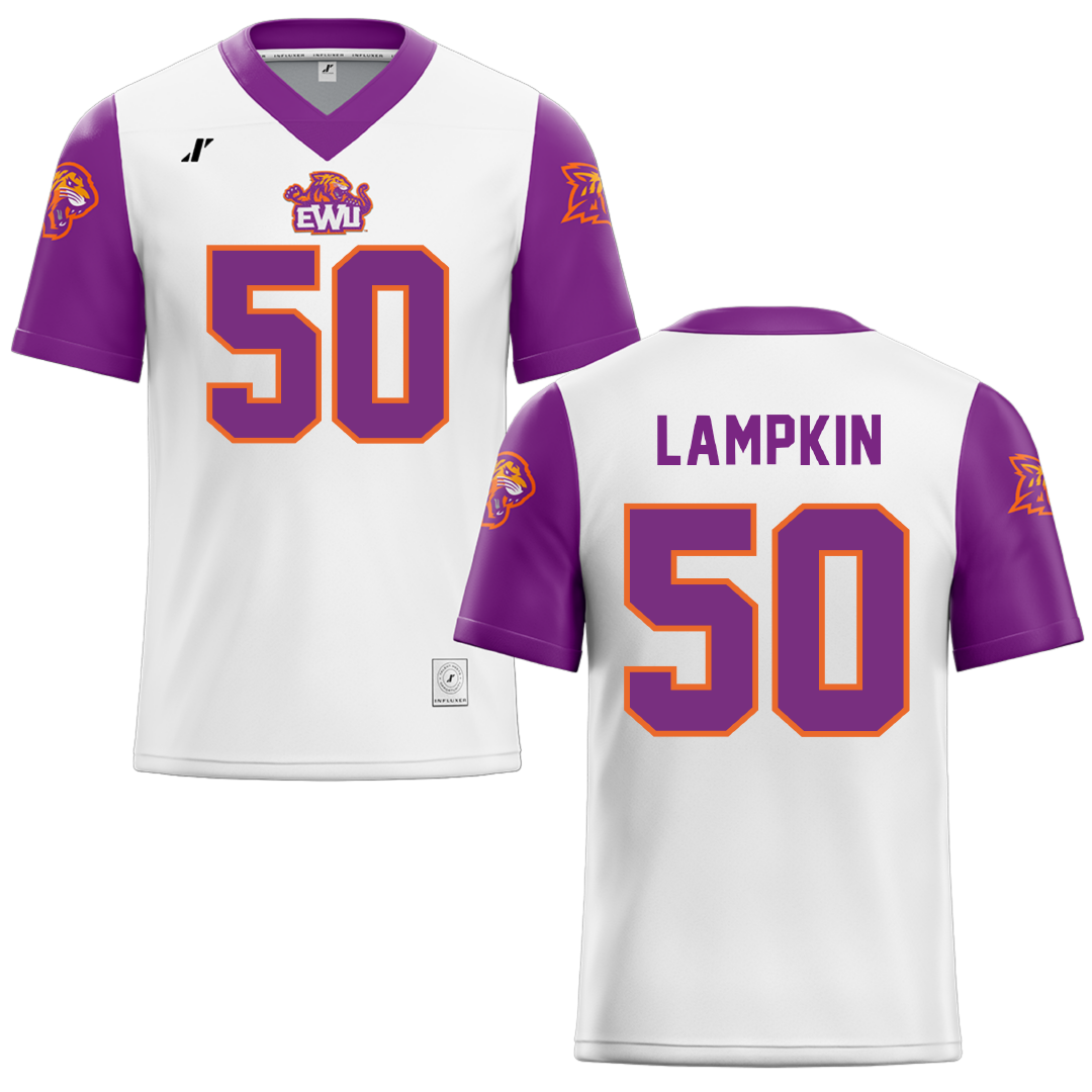 Edward Waters University White Football Jersey - #50 Dylan Lampkin