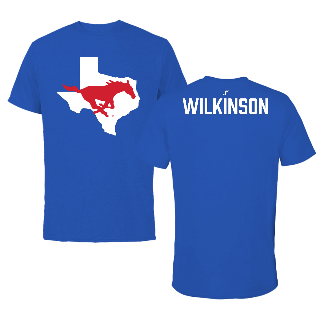 Southern Methodist University Equestrian Blue State Performance Tee - Sakari Wilkinson