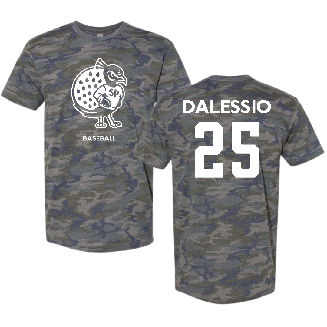 Saint Peter's University Baseball Vintage Camo Tee - #25 Louis DAlessio