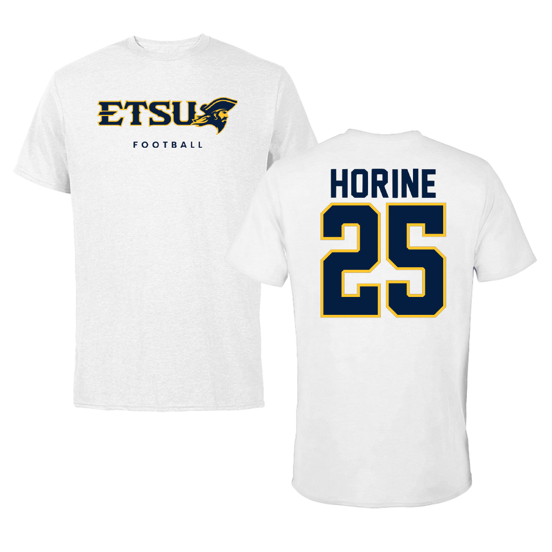East Tennessee State University Football White Performance Tee - #25 Cole Horine
