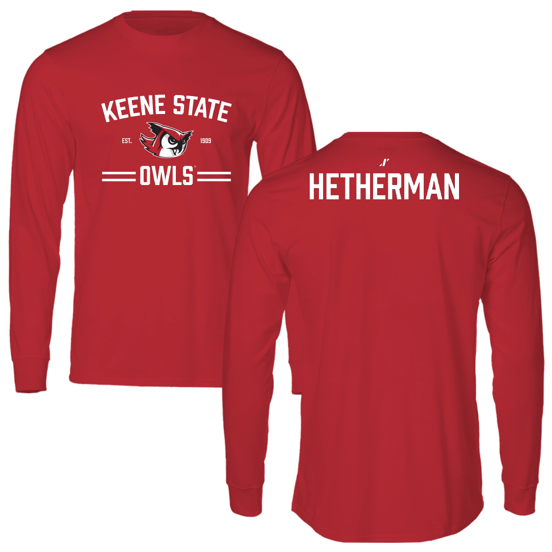 Keene State College Baseball Red General Long Sleeve - Liam Hetherman