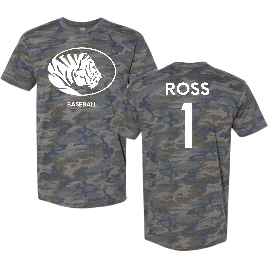 East Central University Baseball Vintage Camo Tee - #1 Jameson Ross