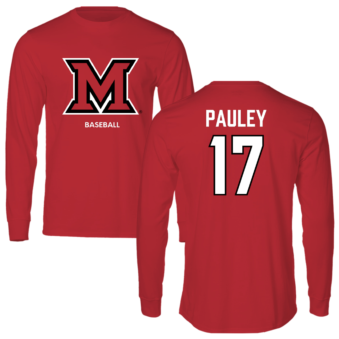Miami University (Ohio) Baseball Red Performance Long Sleeve - #17 Cole Pauley