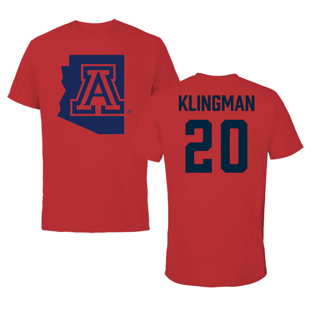University of Arizona Lacrosse (M) Red State Tee - #20 Drew Klingman