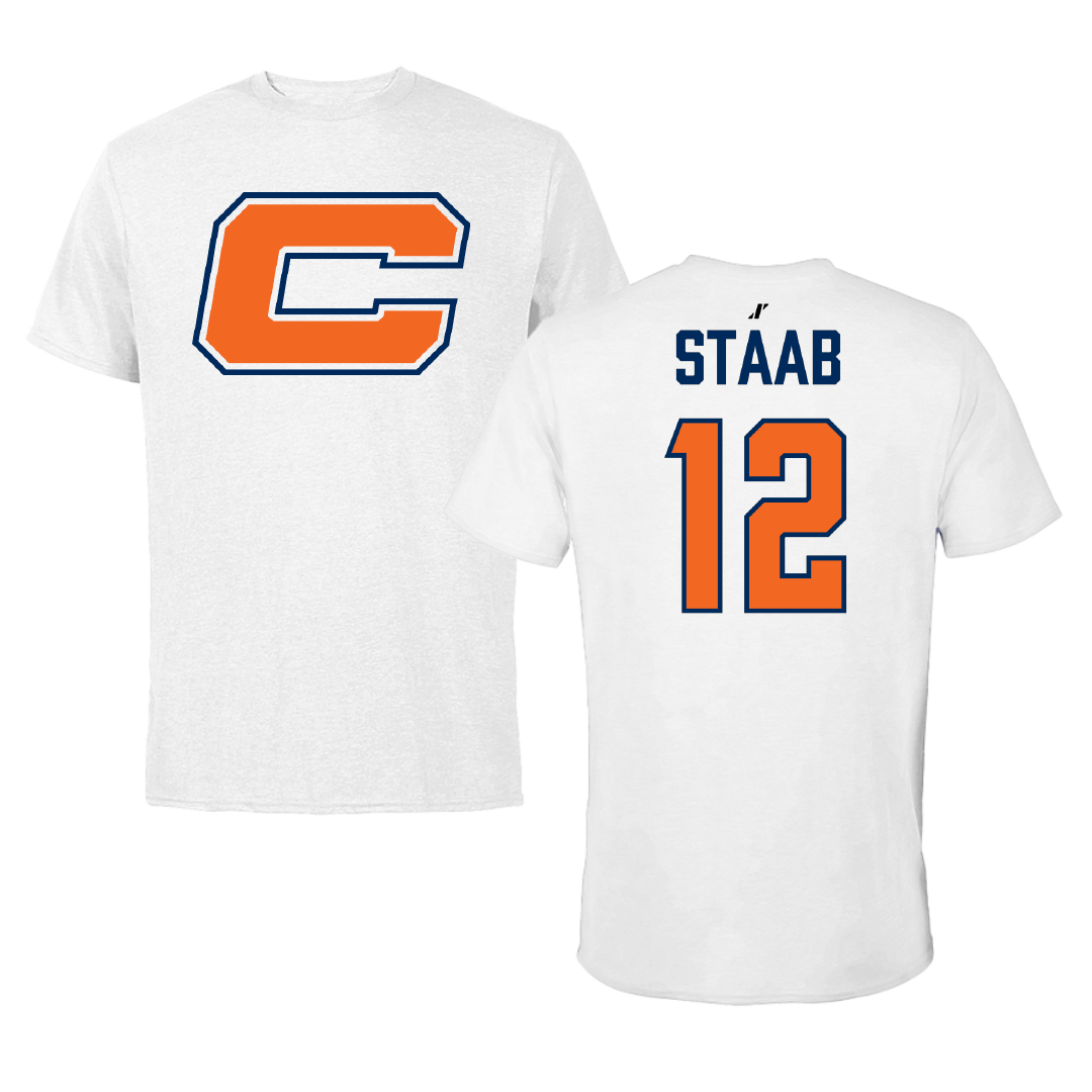 Carroll University Baseball White Tee - #12 Bryten Staab