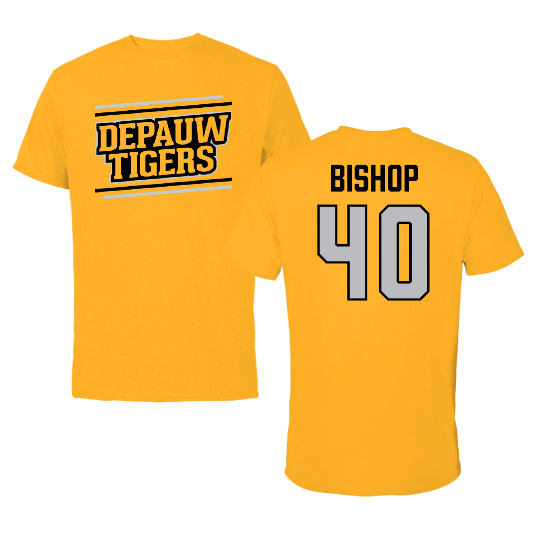 DePauw University Baseball Gold General Tee - #40 Henry Bishop