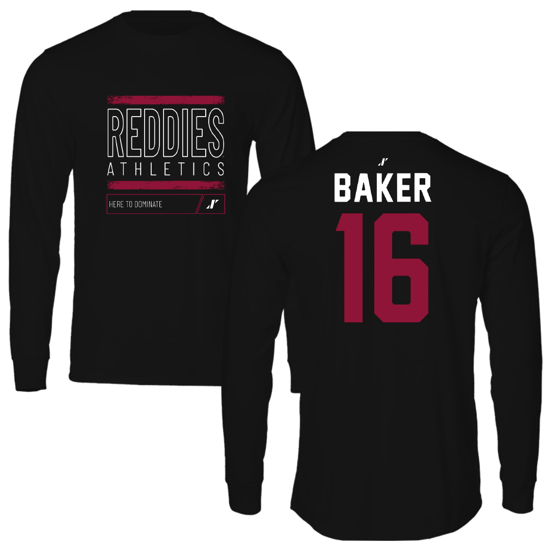 Henderson State University Football Black Dominate Performance Long Sleeve - #16 Zach Baker