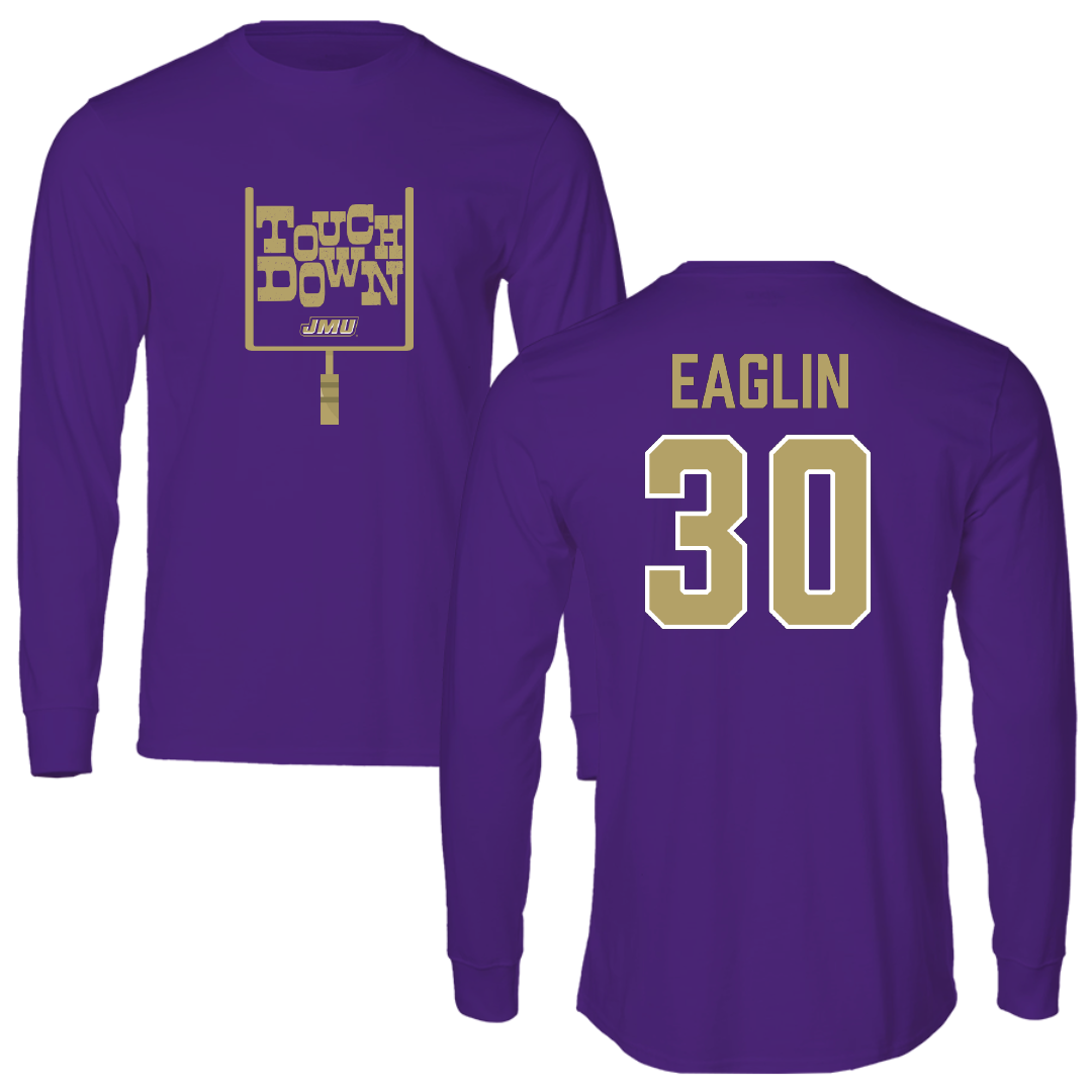 James Madison University Football Purple Touchdown Performance Long Sleeve - #30 Justin Eaglin
